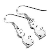 Cat Silver Earrings w Drop Shaped Mother of Pearl, e318